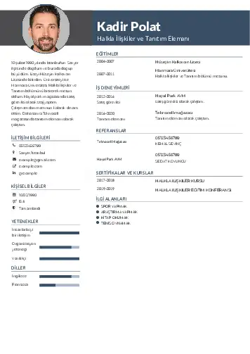 Halkla İlişkiler Cv Örnekleri cv indir